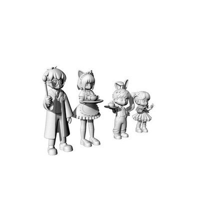 LYTR35021 1/35 Unpainted 3D Printed Model, Cute Doll for Scene Matching Use 1set