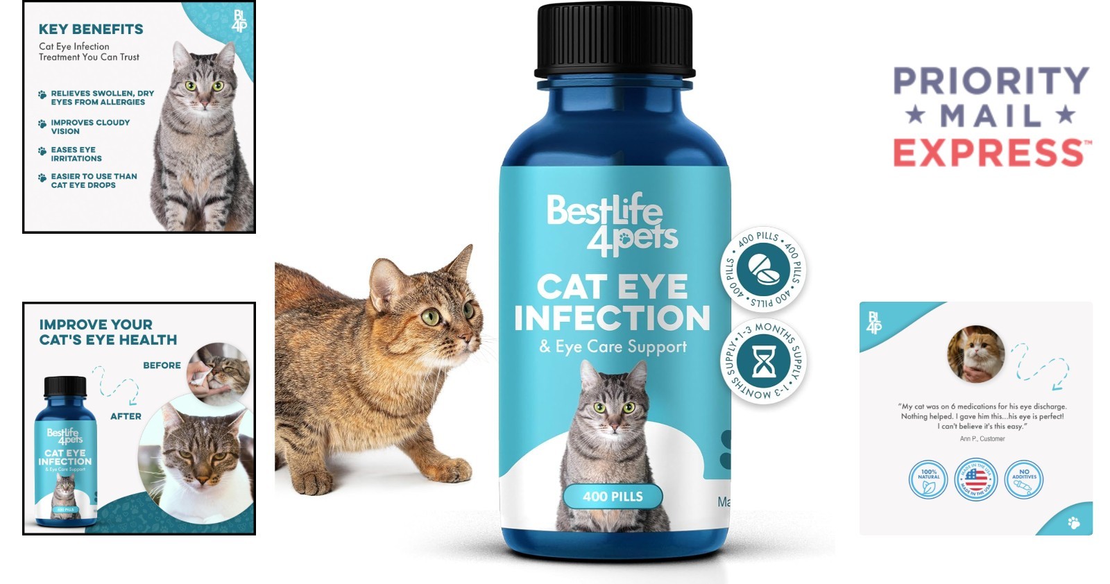 Comprehensive Eye Care for Cats: Natural 400 Odorless Pills for Infection Relief