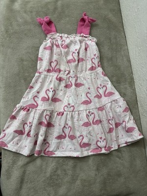 The Children's Place Girls 4T Pink/White Flamingo Sundress Cotton Bow Ruffle
