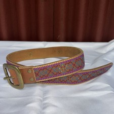 Vintage LUCKY BRAND Women's Embroidered 100 Buffalo Leather Belt Size Small