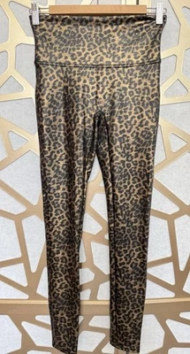 SPANX Leggings Leopard Print Women's Faux Leather Animal Shiny Mob Wife Size M - Image 1 of 4