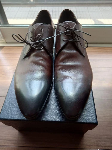 Scarpe eleganti uomo Prada mocassini pelle marrone UK8.5 US9.5 dal Giappone