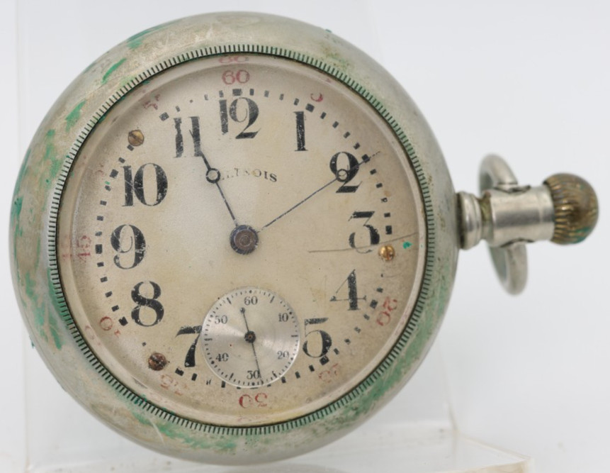 ILLINOIS GRADE 2, 11j, 1242527, 18s POCKET WATCH SILVEROID CASE FOR REPAIR (BT)