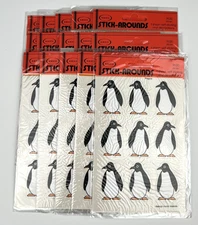 Lot of 15 Packages 1 Sheet Vintage Sticker Stick-Arounds Penguins Sealed NOS