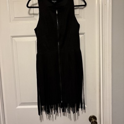 Relish Noless Juniors S Fringe sleeveless western Black Dress NWT Festive Dance