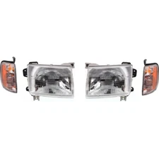 Headlight Set For 1998-2000 Nissan Frontier with Corner Lights and Bulb