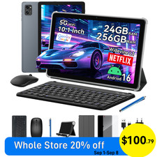 TABWEE T20 10.1" Android 16 Tablet Gaming 24GB 256GB 5000mAh Widevine L1 Netflix