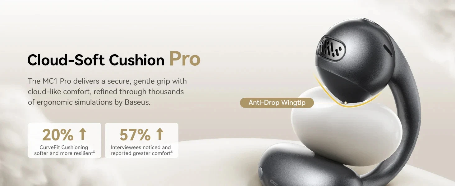 Baseus Bowie MC1 Pro Open-Ear TWS Earbuds, IP67, SuperBass 2, AI