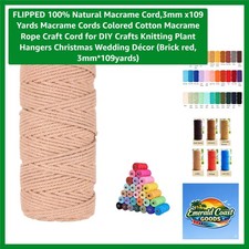3mm Brick Red Macrame Cord - 109 Yards of 100 Natural Cotton Craft Rope