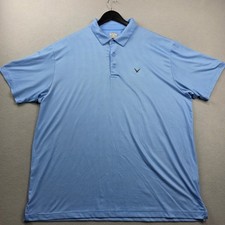 Callaway Opti-Dri Mens XXL Blue White Micro Check Golf Polo Shirt Short Sleeve