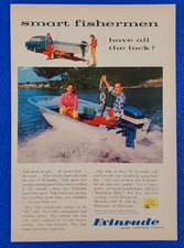 1957 VINTAGE EVINRUDE FISHING BOAT QUIET OUTBOARD MOTORS CAMPING PRINT AD