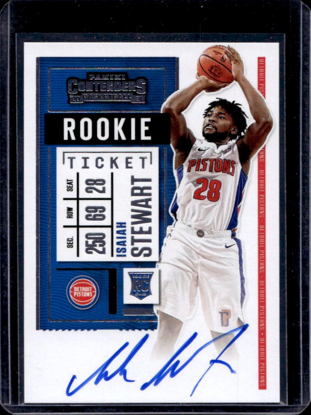 2020-21 Contenders Isaiah Stewart RC Rookie Auto #121 Pistons