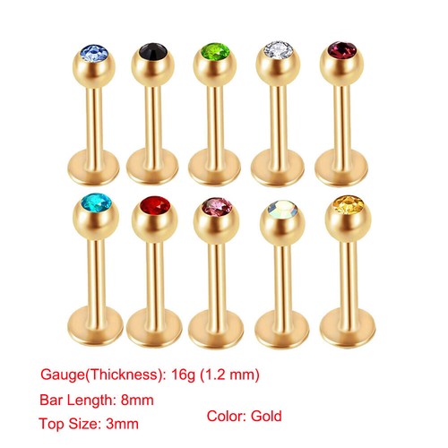 44 Stck. Chirurgenstahl Labret Lippenstecker Nasenringe Ohrringe Piercing Set 16G 20G - Bild 20 von 33