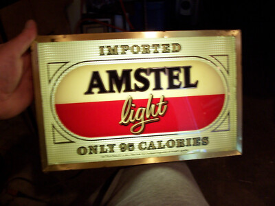 Vintage Beer Light Imported Amstel Light Home Bar Man Cave Lit Lighted Sign Old