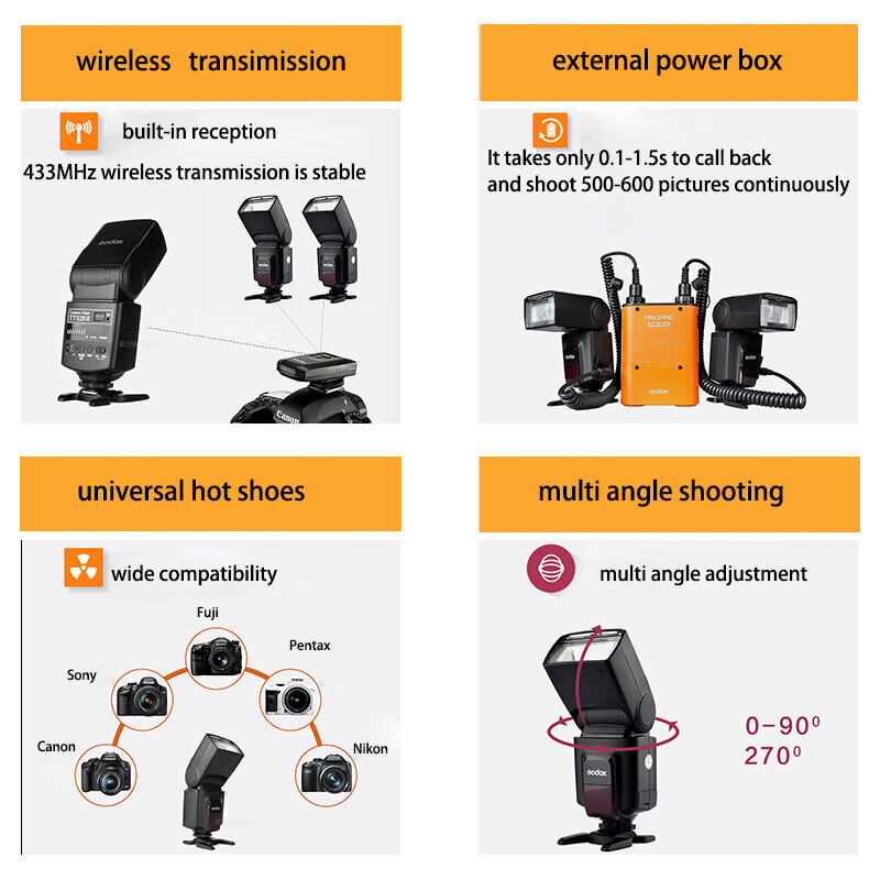 Godox TT520 II Flash TT520II with Build-in 433MHz Wireless Signal