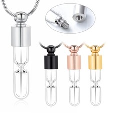 Cylinder Glass Hourglass Cremation Jewelry for Ashes Container Vial Urn Necklace