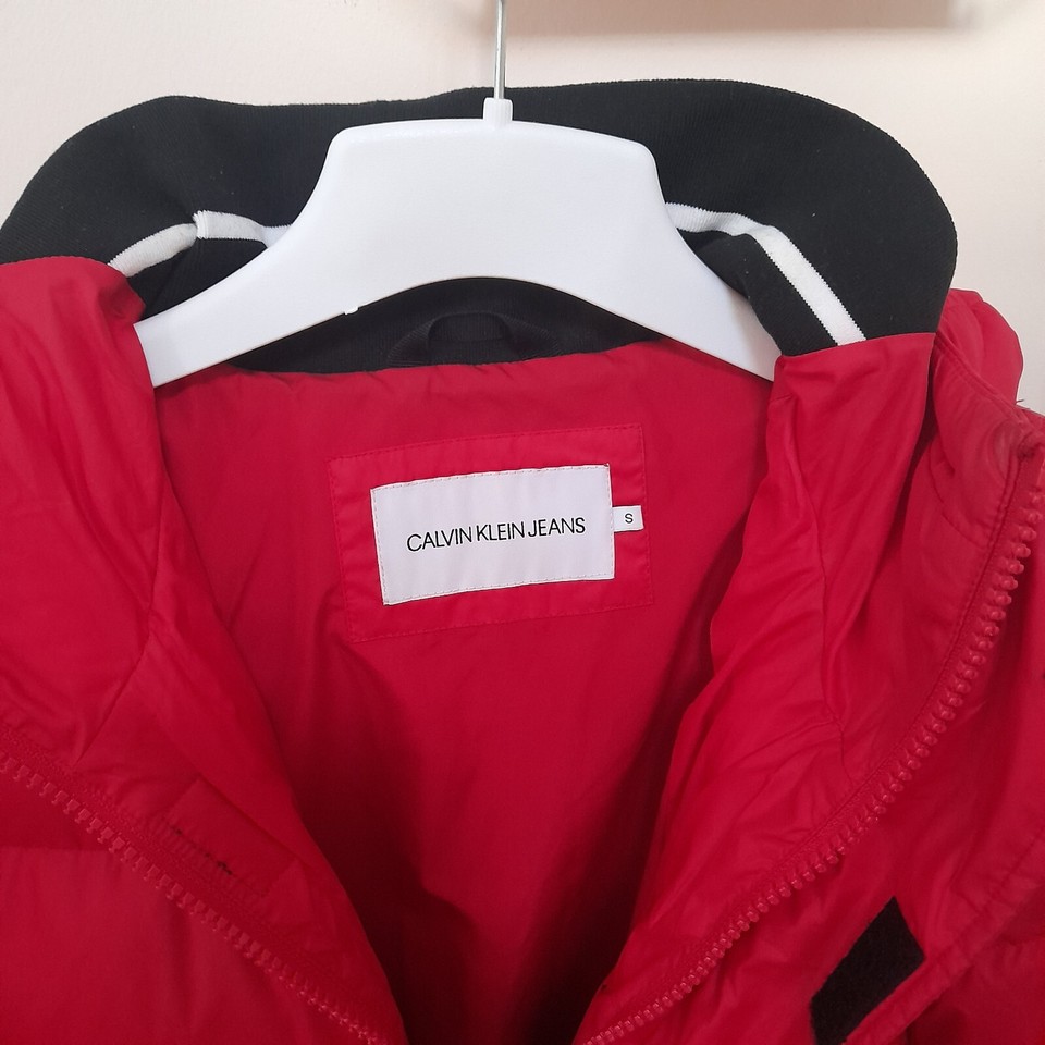 Calvin Klein Ladies Red Feather Down Filled Puffer Coat Jacket Size