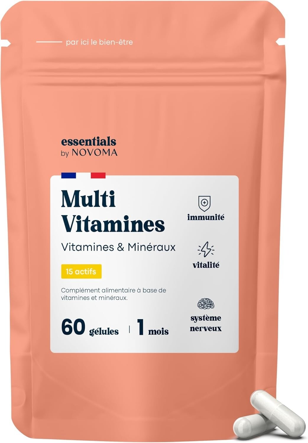 Multivitamines et Minéraux - 15 Nutriments Essentiels en 90 Gélules pour l'Énergie