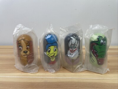 Kellogg CO Disney Parks 2005-2006 3'' Tall Weeble Wobble Mighty Beanz Lot Of 4