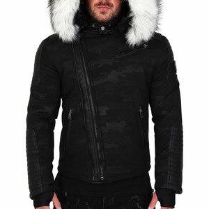 doudoune homme avec fourrure noir