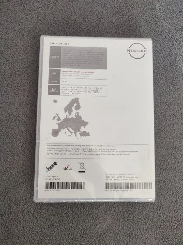 SD Karte Navigation NISSAN CONNECT 3 EUROPA V7 2021/2022 KE288-LCNKEV7 NEU NEW - Bild 2 von 3