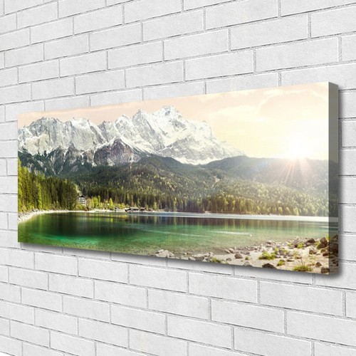 Tableau Toile 125x50 Cm - Paysage Vague Marine - Bleu Et Blanc - Tulup