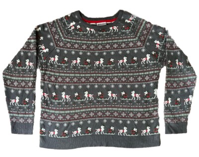 Disney Parks Christmas Sweater Mens Large Mickey Mouse Sleigh