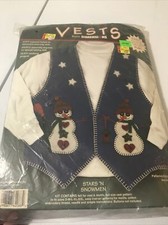 Dimensions Appliqu  Vest Kit 62088 Stars N Snowmen NOS 1996