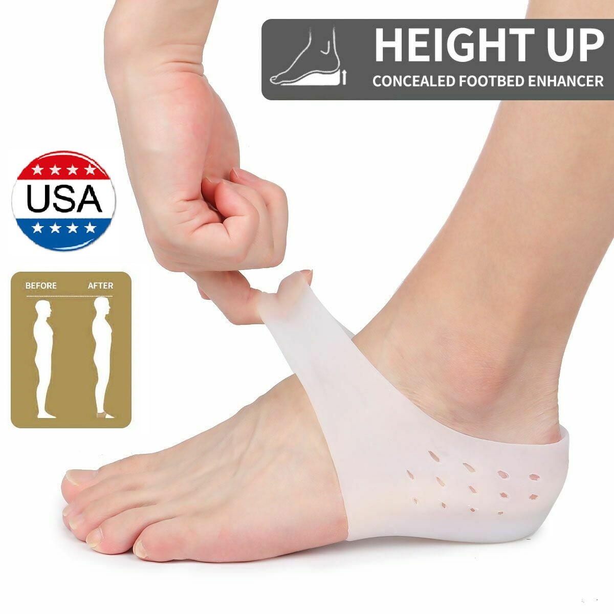 Silicone Concealed Footbed Enhancers Invisible Height Increase