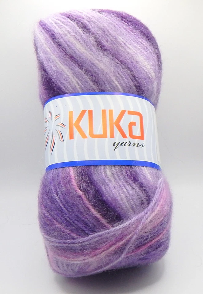 Lot de 3 pelotes de 100 g Kuka Angora Magic dégradé rose/violet - Photo 1/1