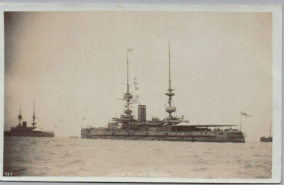 HMS Prince George British Royal Navy -  c1910s RPPC Postcard