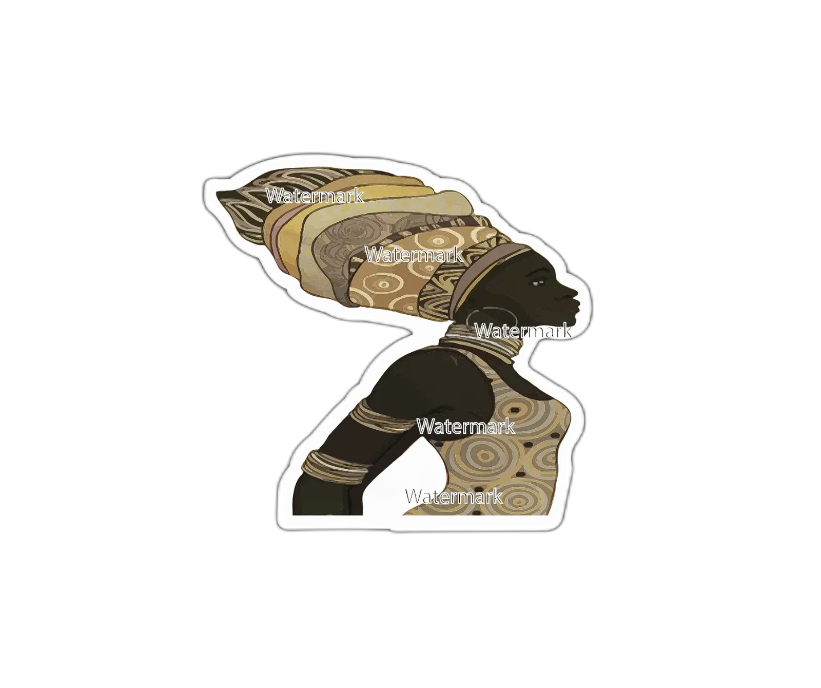 African Woman Headband Sticker Decal