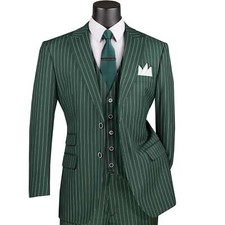 BIG  TALL Men's Hunter Green Gangster Stripe 3-Piece Classic-Fit Suit NWT