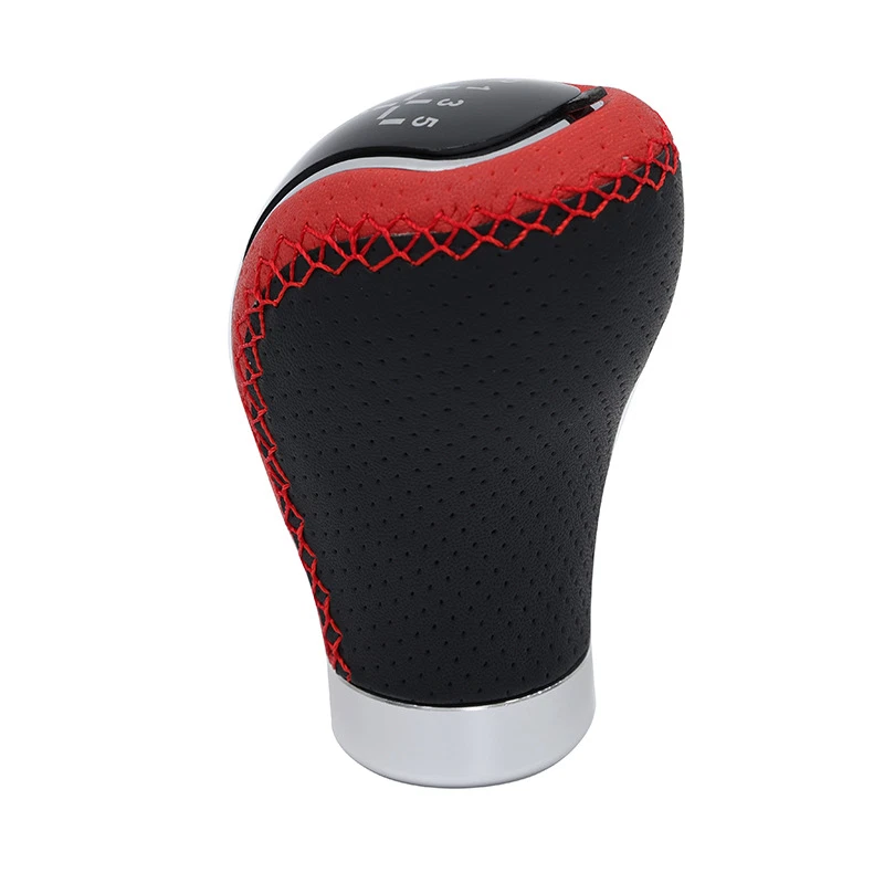 Palanca de cambios universal de cuero negro rojo de 5/6 velocidades manual MT Foto 4 de 4