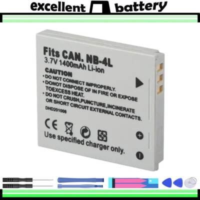 NB-4L 1400mAh Battery For Canon Digital IXUS 30 40 50 55 60 65 70 75 80 IS