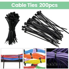 200Pcs Releasable Reusable Zip Ties Nylon Cable Heavy Duty Wire Self Locking
