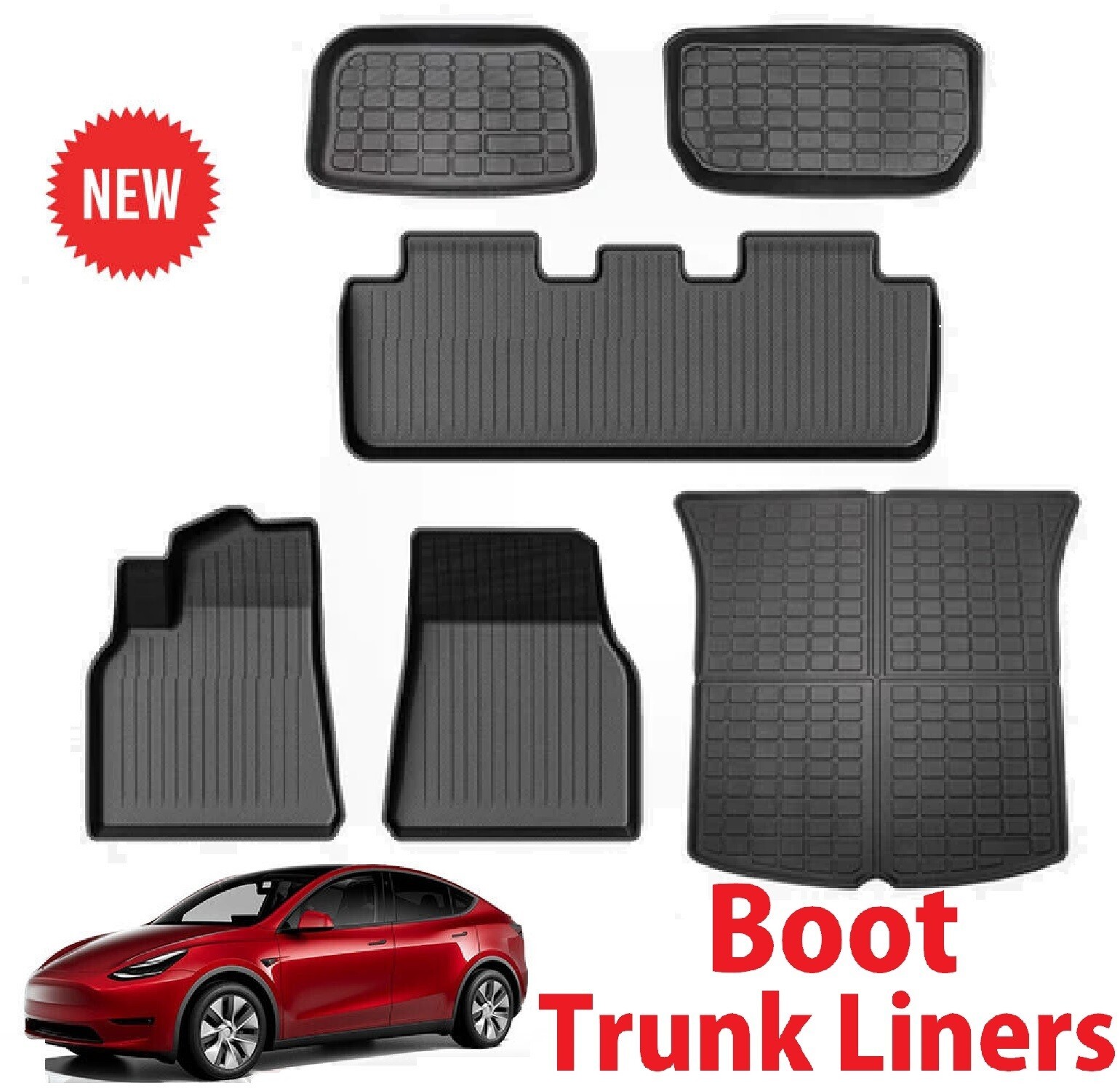Car Floor Mats & Trunk Cargo Liner for Tesla Model Y waterproof  TPE Full Set