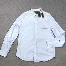 Buffalo David Bitton Shirt Men XL Blue Micro Check Logo Button Slim Stretch NWT