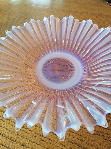 Vintage Fostoria Heirloom Decorative Wave Opalescent Dish Pink - Picture 4 of 12