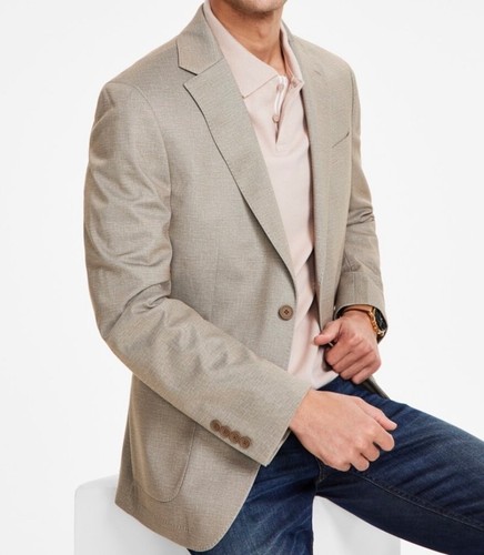 $295 NEW CALVIN KLEIN Mens Tan/Beige Soft Stretch Blazer Sport Coat Suit Jacket