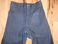 NOS Vtg. 70s Seafarer Bell-Bottoms Flared Pants Sz. 26 Dark Raw Hem Indigo USA