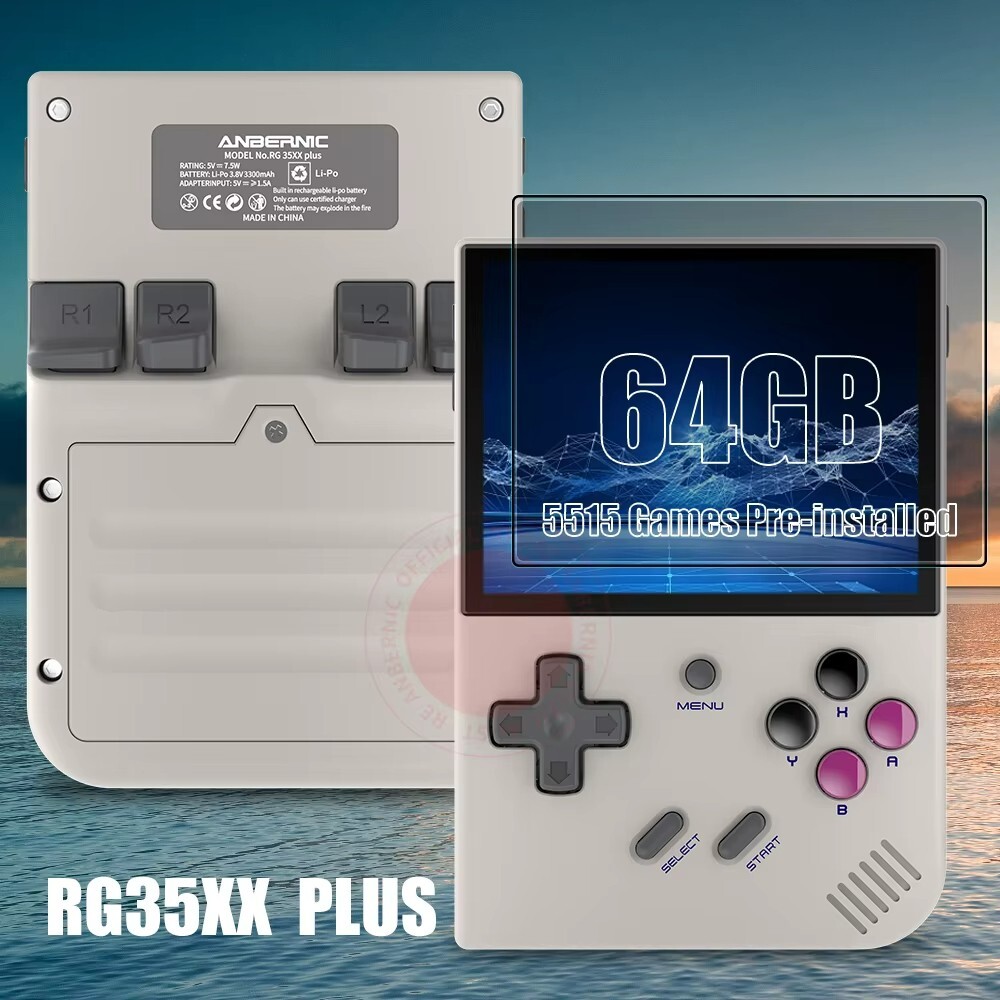⭐︎中古品⭐︎ RG35XX 2024グレー　ANBERNIC RG34XXSP ANBERNIC RG35XX PLUS NEW OS Handheld Games Console - 64GB - White