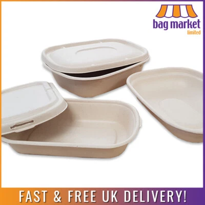 Biologisch abbaubare mikrowellenfähige Bagasse-Lebensmittelbehälter | Mahlzeit/Mitnehmen/Kompostierbar