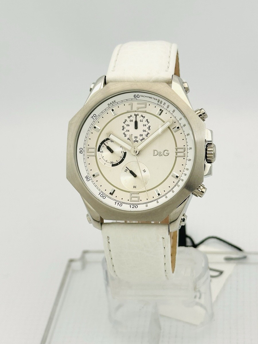 D&G Dolce and Gabbana Watch DW0101 Goose Octagonal White Leather