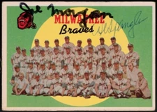 1959 Topps Braves Team Card #419 Autographed Al Spangler/Joe Morgan*Marked