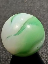 Alley Agate .55" Mint Moss Greens Snow White Swirl Near Mint Serious Marble A513