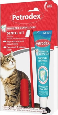Petrodex Cat Dental Care Kit Toothbrush Enzymatic Toothpaste Malt Flavor 2.5oz