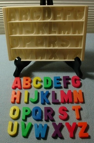 COMPLETE Alphabet Tray with 26 LETTERS Vintage Fisher Price 923 SCHOOL HOUSE EUC