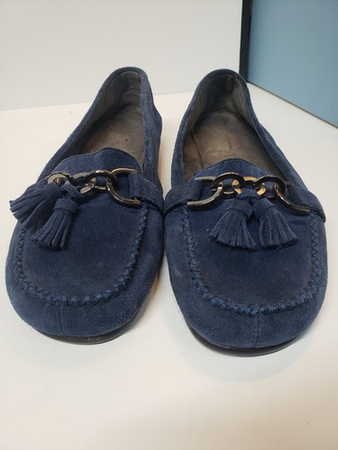 Women's Size 9  Aerosoles Stitch Blue Suede Leather Tasseled Loafers Flats - Picture 1 of 5