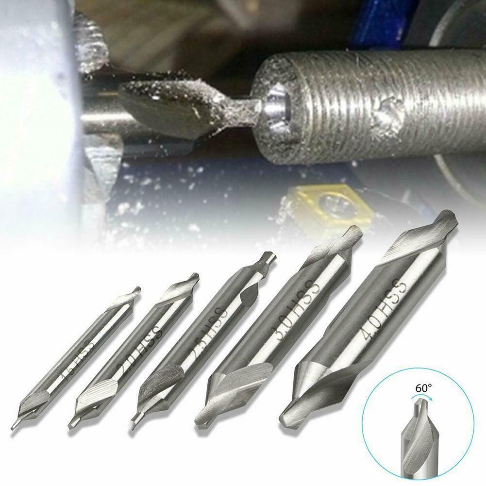 5 Sizes Combined HSS Center Drill Countersink Bit Lathe Mill Tackle Tool Kit Set